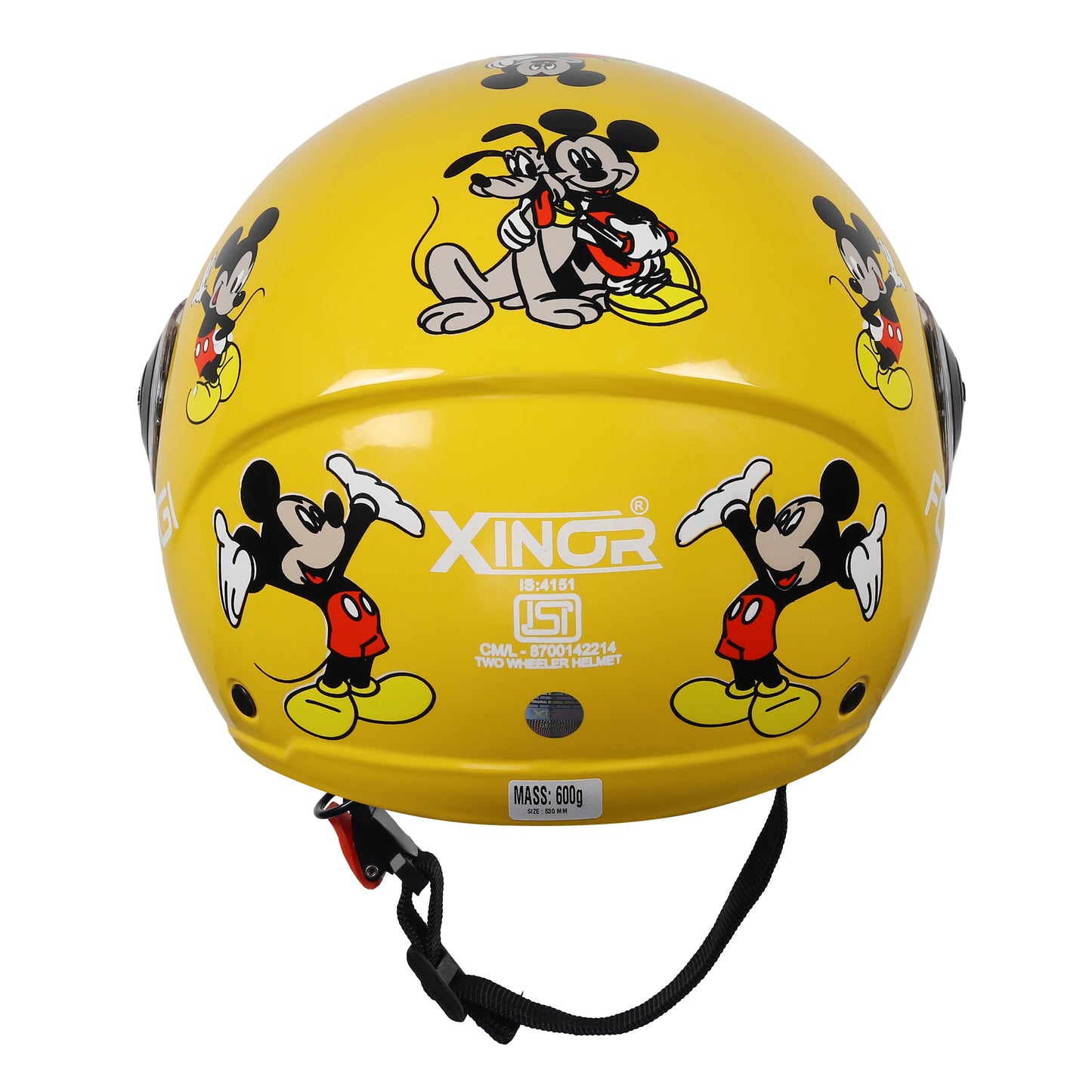 Kids Motorcycling Helmet ISI Certified Ages 6-14 Years Mickey Mouse Design - Xs (Yellow)