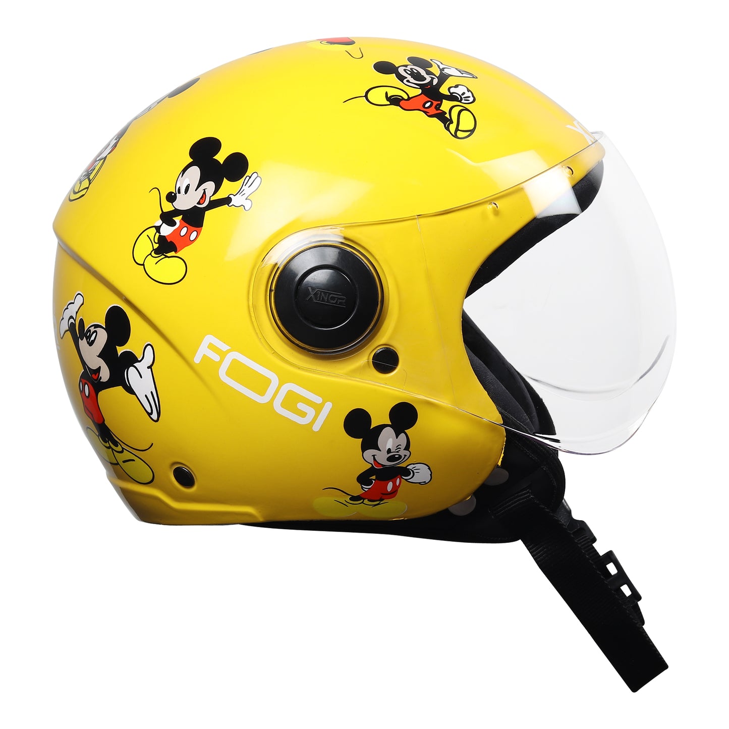 Kids Motorcycling Helmet ISI Certified Ages 6-14 Years Mickey Mouse Design - Xs (Yellow)