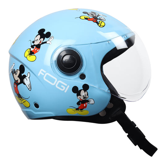 Kids Motorcycling Helmet ISI Certified Ages 6-14 Years Mickey Mouse Design - Xs (Blue)